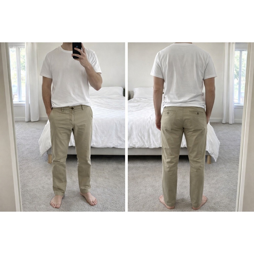 Old Navy Mens 32x32 Ultimate Slim Chino Pants Tan Khaki Non-Iron Built-In Flex